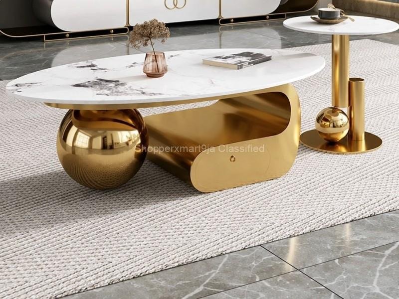 Solid Marble Center Table With Side Stool